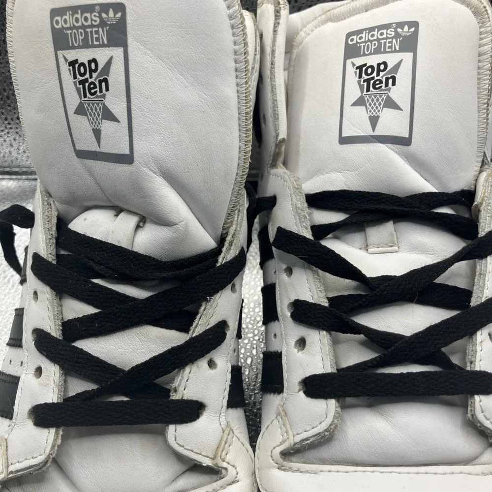 Adidas Top Ten Hi White Black white Mens Sneakers Basketball Shoes Size 8
